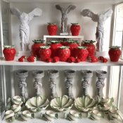 grön/vit-randig ljuslykta