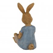 Sittande kanin med blå tröja