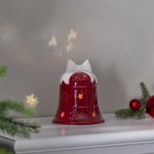 röd julklocka med batteribelysning