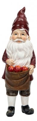 Tomte som bär på en säck med äpplen