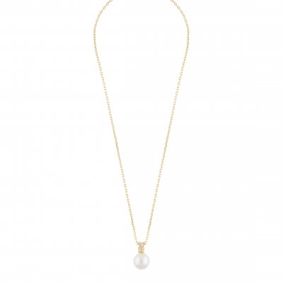 Five pearl pendant neck 45 gold/white