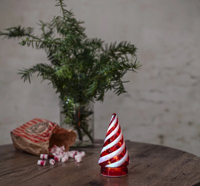 candy tree glasgran med batteribelysning