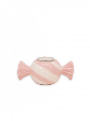 rosa/vit-randig ljuslykta